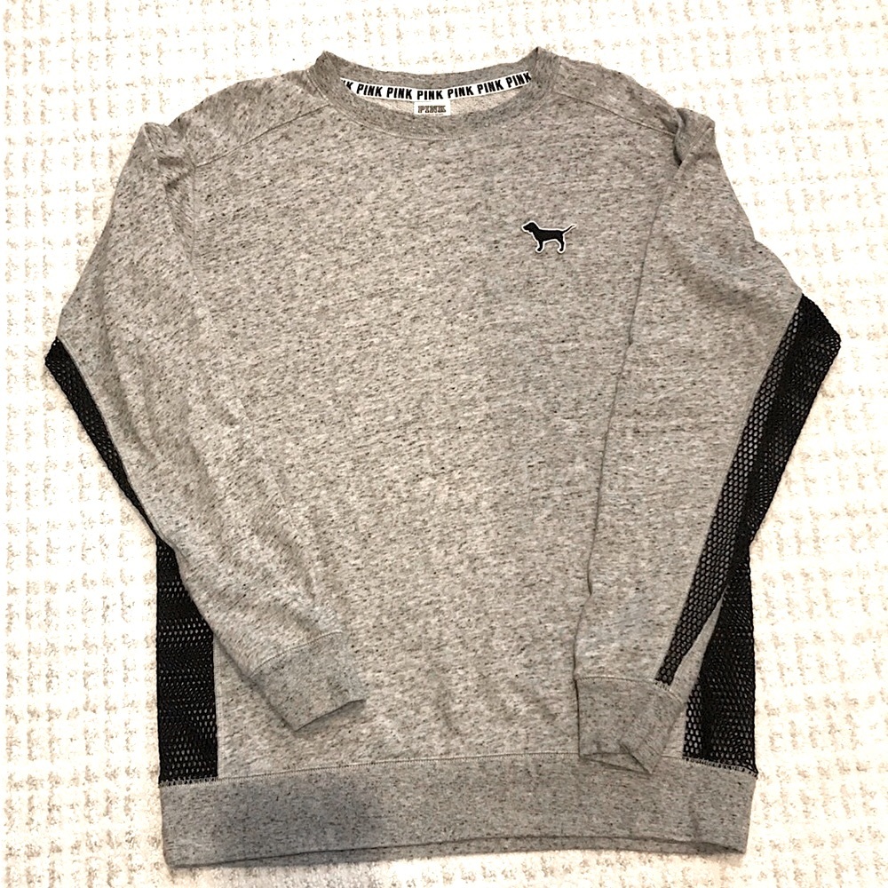Victoria Secret PINK Mesh View Sides/Sleeves Crew Sweatshirt XS